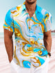 Alohadaddy Summer Oil Painting 3D Stereo Art Short Sleeve Button Casual Vacation Men's Short Sleeve Shirt