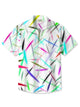 Alohadaddy Summer Geometric Pattern Lines Rainbow Pocket Buttons Casual Vacation Men's Polyester Short Sleeve Shirt