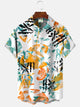 Alohadaddy Summer Flowers Leaves Art Pocket Buttons Leisure Vacation Men's Short Sleeve Shirt