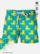 Alohadaddy Summer Duck Animal Pocket Button Leisure Vacation Men's Beach Shorts