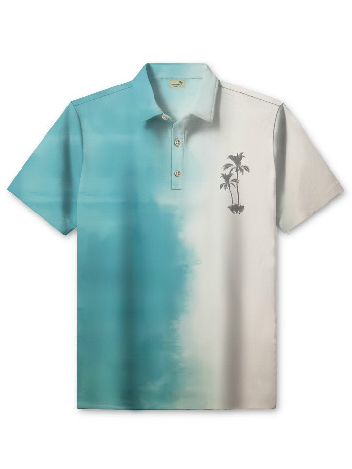 Camisa informal de verano con botones y bolsillos de cocoteros para hombre, con degradado de Alohadaddy