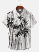 Alohadaddy Summer Plant Bamboo Button Casual Vacation Men's Short Sleeve Shirt