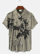 Alohadaddy Summer Plant Bamboo Button Casual Vacation Men's Short Sleeve Shirt
