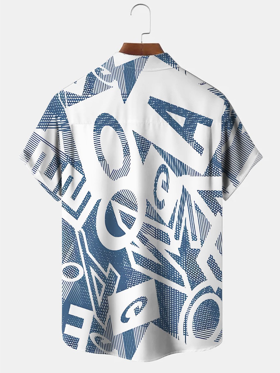Alohadaddy Summer Geometric Letters Hollow Pockets Buttons Contrast Color Casual Vacation Men&