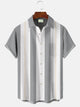 Camisa de manga corta para hombre de Alohadaddy con rayas de verano, bolsillos con botones y contraste de color, estilo informal, para vacaciones, estilo años 50
