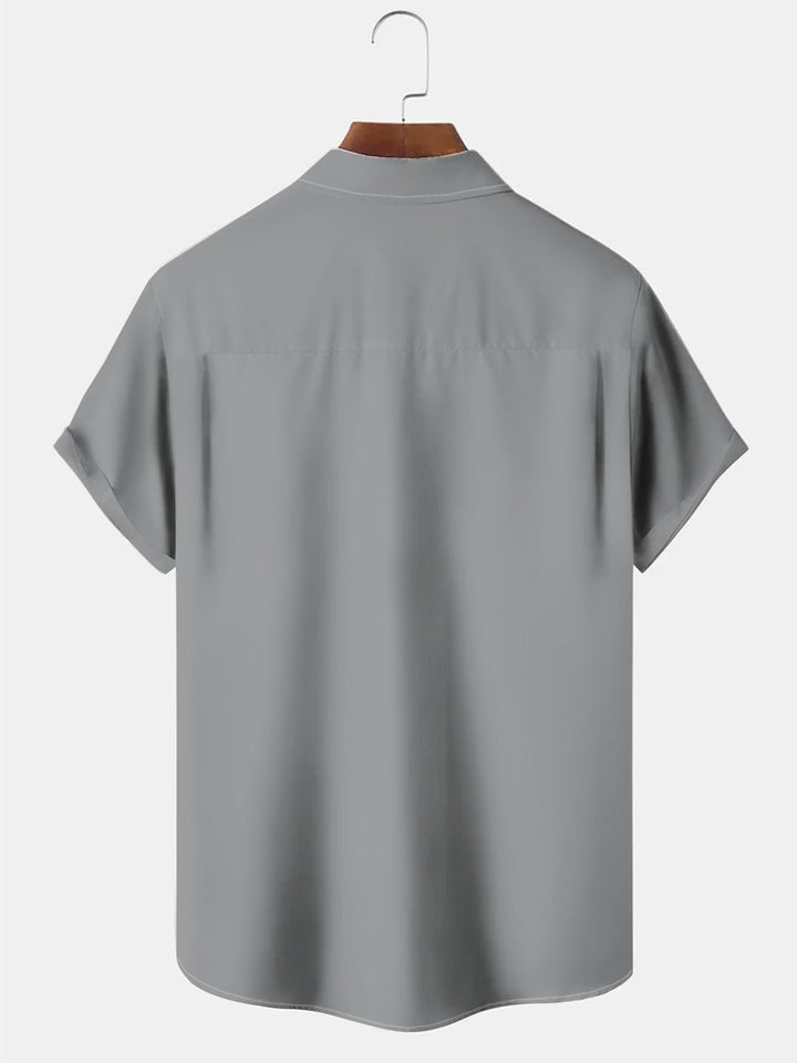 Camisa de manga corta para hombre de Alohadaddy con rayas de verano, bolsillos con botones y contraste de color, estilo informal, para vacaciones, estilo años 50