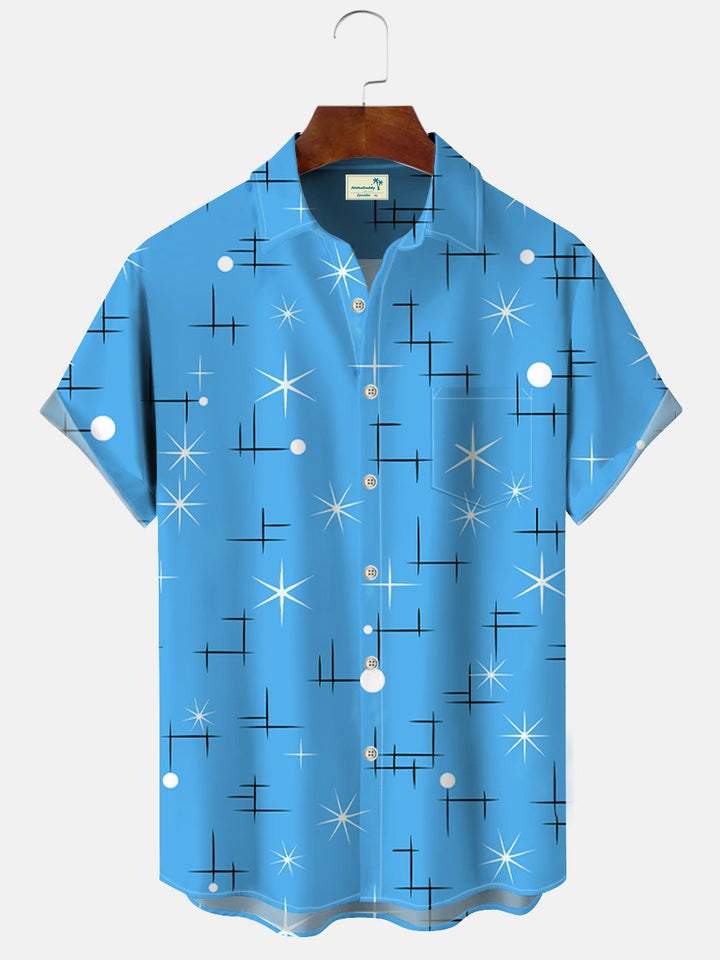 Chemise à manches courtes pour homme, décontractée, avec poches, boutons, motif géométrique, été, Alohadaddy