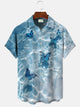 Chemise à manches courtes pour homme avec poche et bouton, motif papillon et vague, style décontracté, pour les vacances, été, Alohadaddy