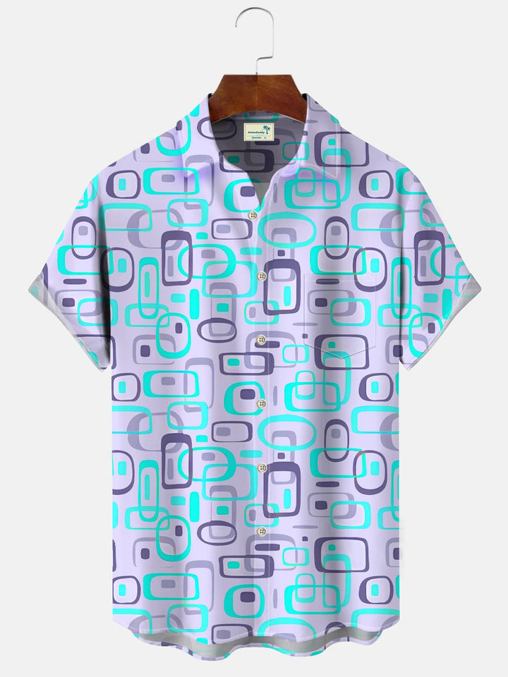 Alohadaddy Summer Geometric Pattern Button Pocket Casual Vacation Men&