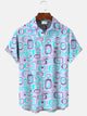 Alohadaddy Summer Geometric Pattern Button Pocket Casual Vacation Men's Short Sleeve Shirt