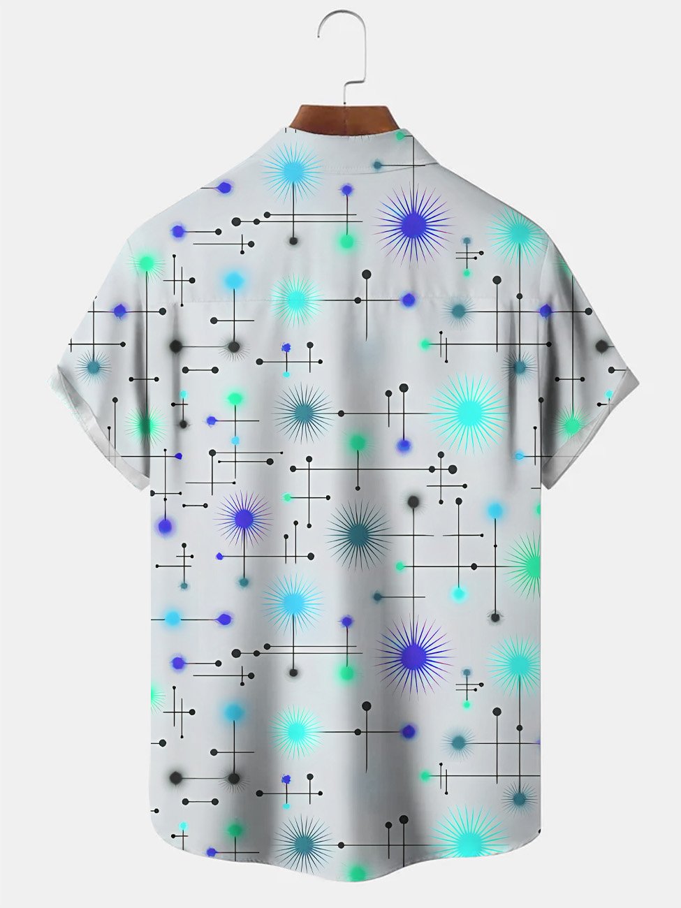 Camisa de manga corta para hombre, informal, con bolsillo y botones, con estampado geométrico de colores contrastantes y arte lineal, de Alohadaddy