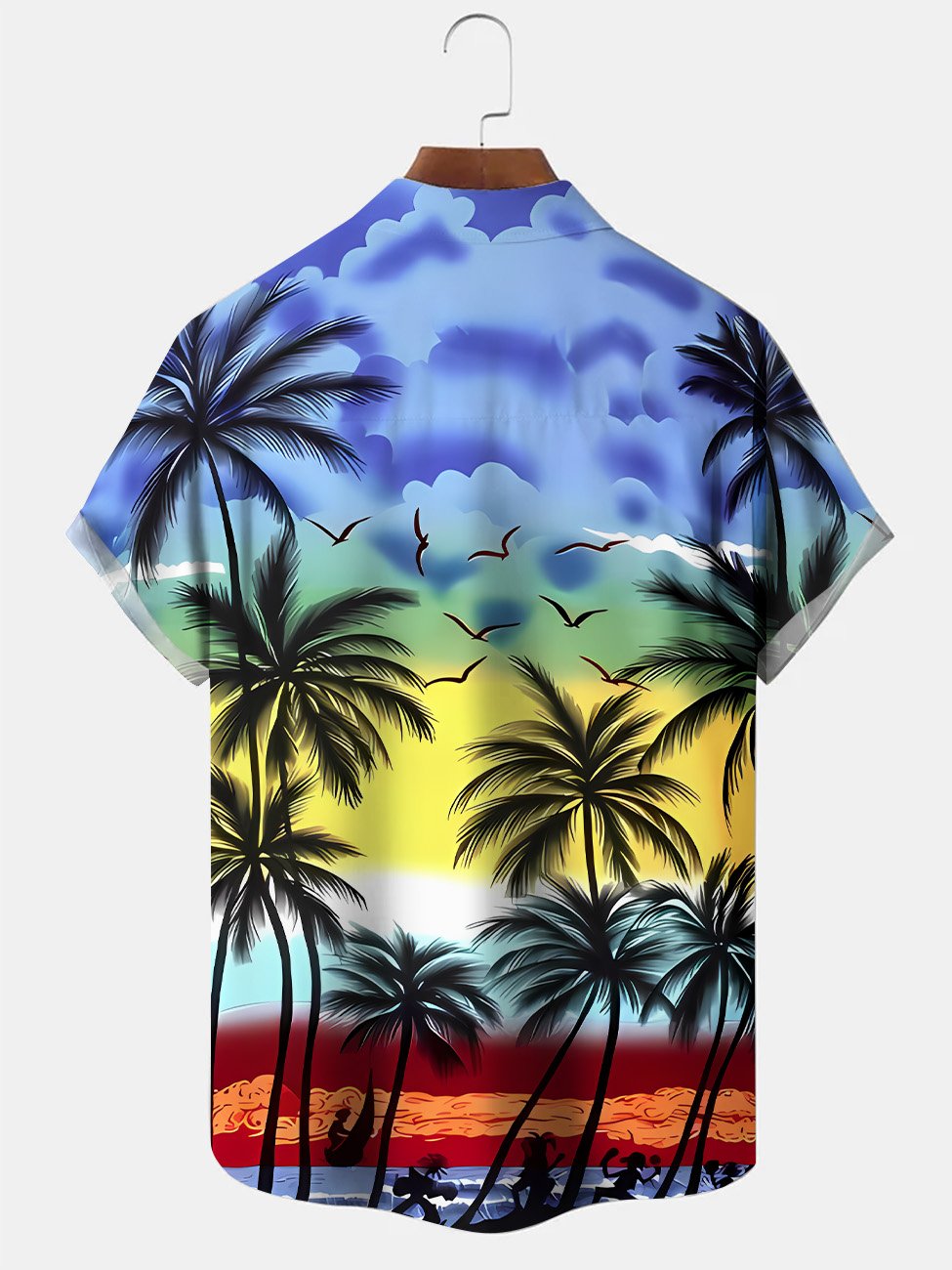 Camisa de manga corta para hombre con botones, bolsillo, estilo informal, vacaciones, playa, atardecer, cocotero, Alohadaddy