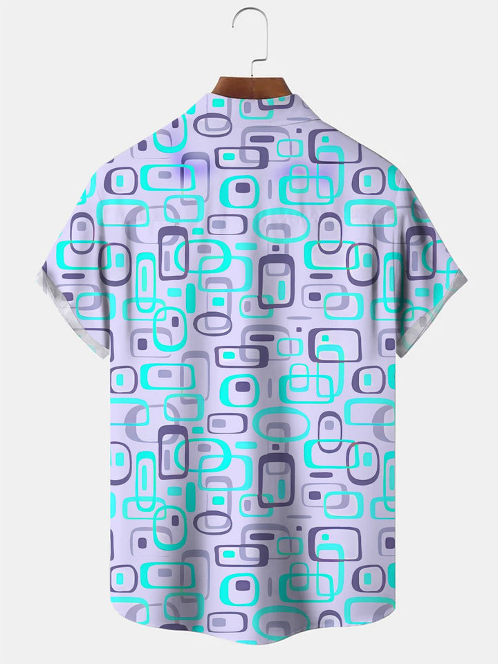 Alohadaddy Summer Geometric Pattern Button Pocket Casual Vacation Men&