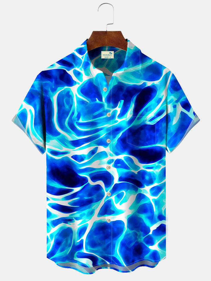 Alohadaddy Summer Water Wave Pocket Button Casual Men&