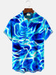 Alohadaddy Summer Water Wave Pocket Button Casual Men's Polyester Short Sleeve Shirt