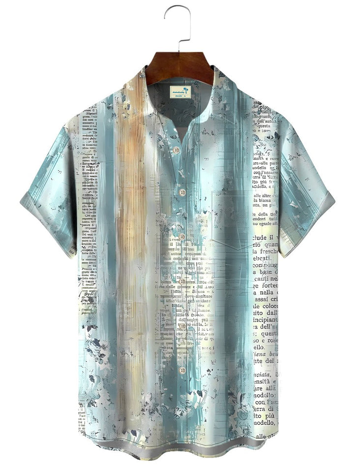 Chemise à manches courtes en polyester pour homme, décontractée, avec poches et boutons, style rétro, lettres anglaises, été, Alohadaddy