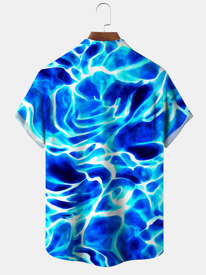 Alohadaddy Summer Water Wave Pocket Button Casual Men&