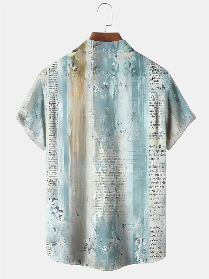 Chemise à manches courtes en polyester pour homme, décontractée, avec poches et boutons, style rétro, lettres anglaises, été, Alohadaddy
