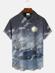 Alohadaddy Summer Plants Night Water Boat Button Pocket Vacation Men Short Sleeve Shirt