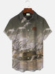 Alohadaddy Summer Plants Night Water Boat Button Pocket Vacation Men Short Sleeve Shirt
