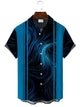Alohadaddy Summer Stripes Ethnic Pattern Buttons Pockets Vacation Men's 50S Bowling Commuter Short Sleeve Shirt