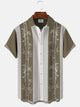 Alohadaddy Summer Plant Bamboo Men's 50S Bowling Commuter Button Pocket Polyester Short Sleeve Shirt