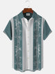 Alohadaddy Summer Plant Bamboo Men's 50S Bowling Commuter Button Pocket Polyester Short Sleeve Shirt