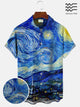 Alohadaddy Summer Oil Painting Monet Men Button Pocket Polyester Short Sleeve Shirt