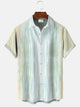 Alohadaddy Summer Geometric Stripes Gradient Men's 50S Bowling Commuter Polyester Button Pocket Short Sleeve Vacation Shirt