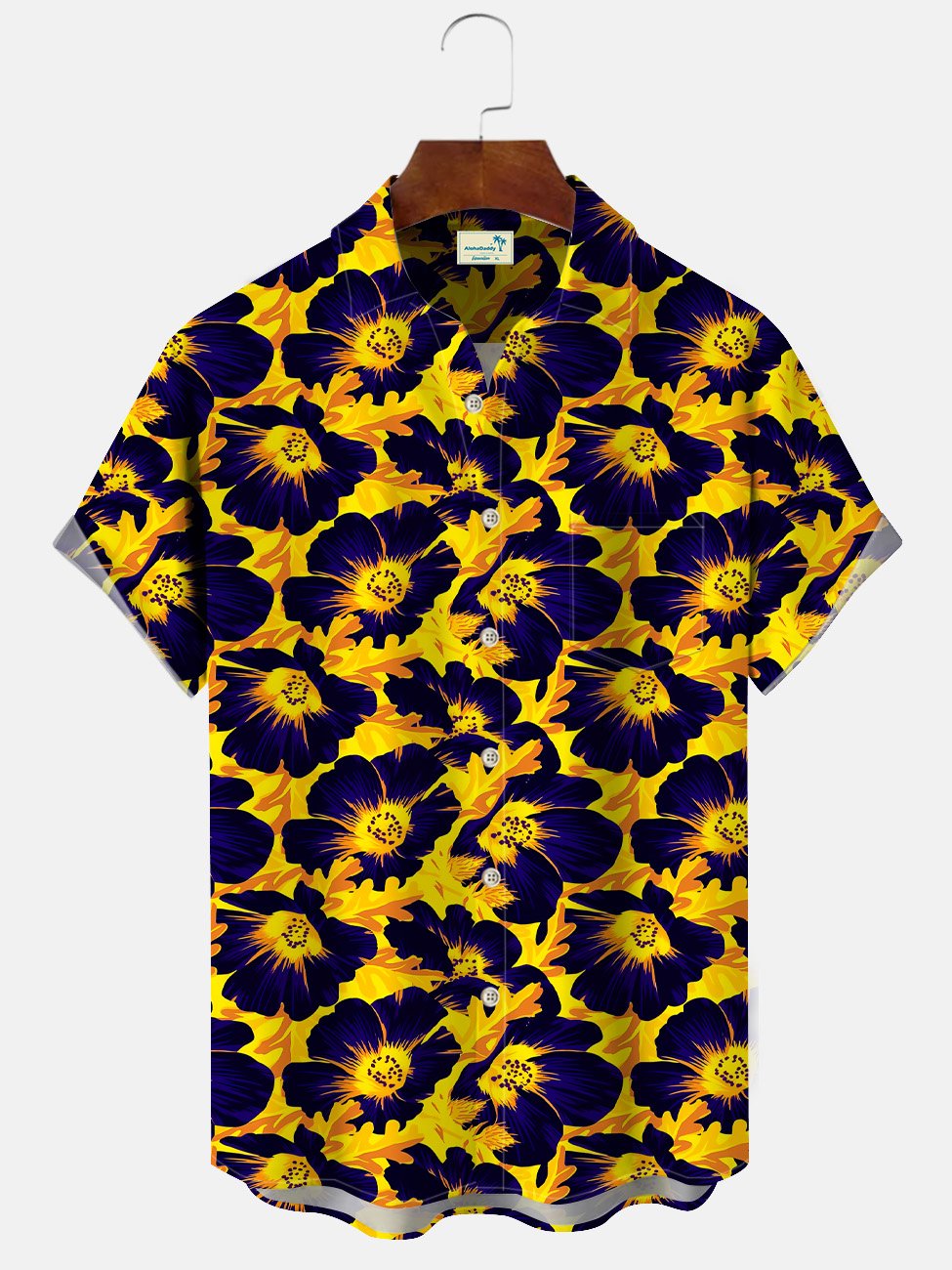Camisa informal de manga corta con botones y bolsillo para vacaciones de verano para hombre con flores y plantas de Alohadaddy