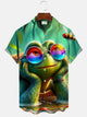 Alohadaddy Summer Ocean Animal Turtle Cute Men Button Pocket Casual Vacation Short Sleeve Shirt