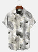 Alohadaddy Summer Ink Painting Flowers Men Pocket Buttons Casual Vacation Short Sleeve Shirt