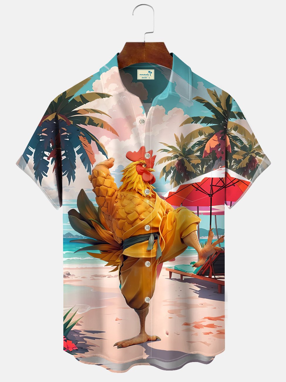 Camisa informal de manga corta con botones y bolsillo para hombre, estilo playero, estilo Kung Fu, divertido y veraniego, de Alohadaddy