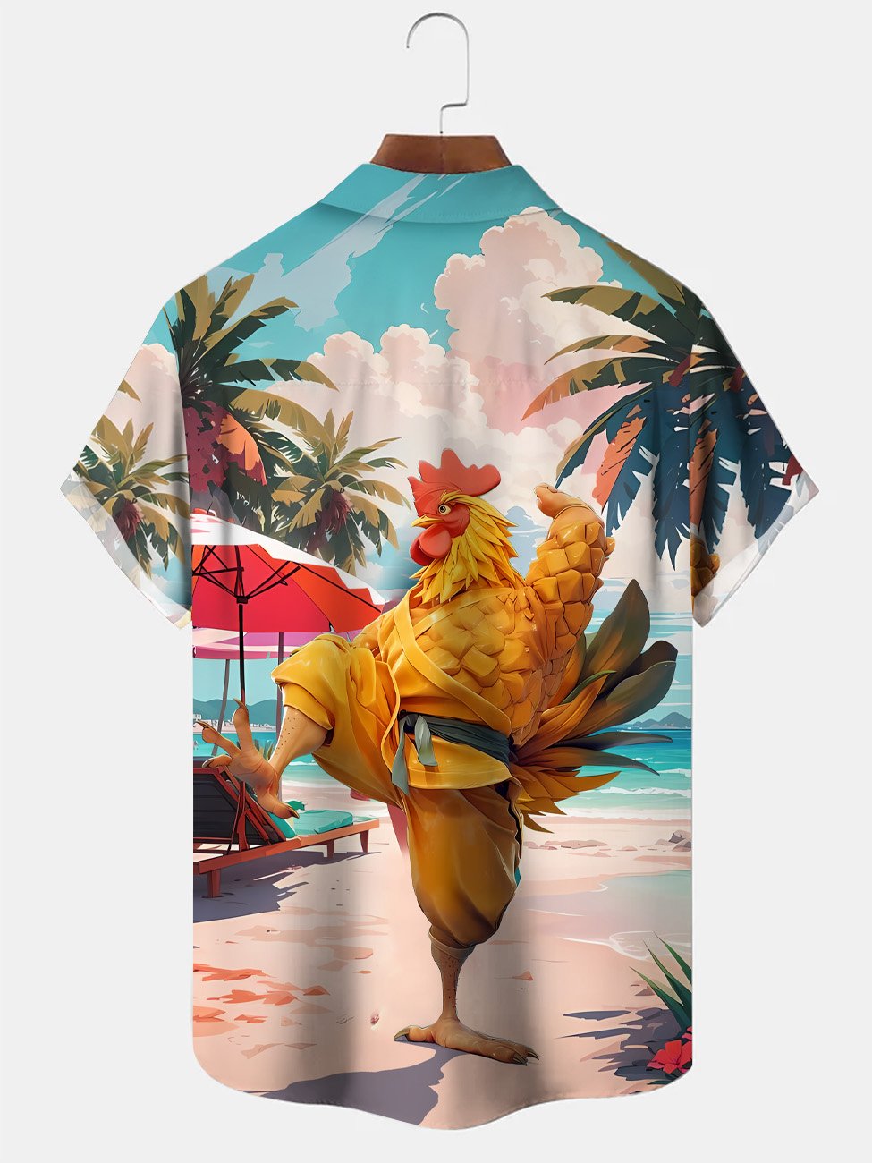Camisa informal de manga corta con botones y bolsillo para hombre, estilo playero, estilo Kung Fu, divertido y veraniego, de Alohadaddy
