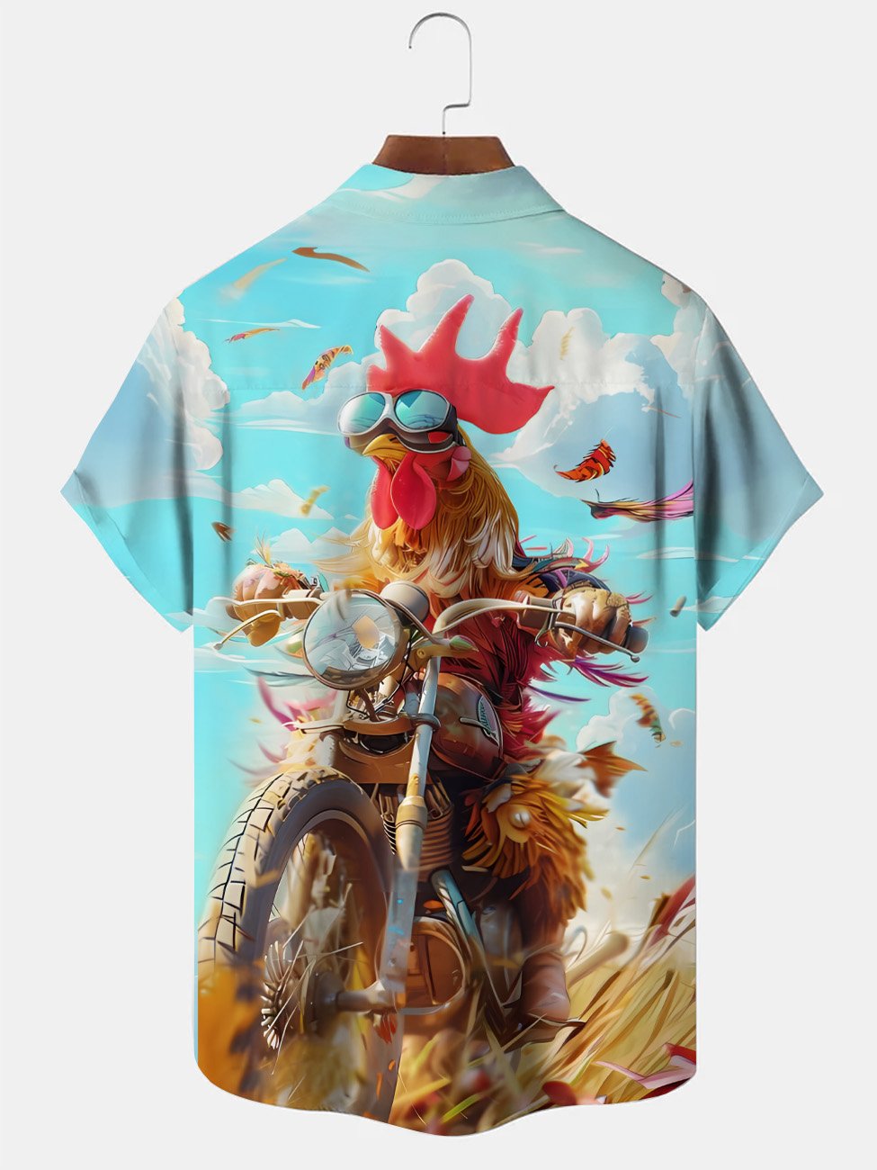 Alohadaddy Summer Funny Cock Motorcycle Hommes Poche Bouton Décontracté Vacances Chemise À Manches Courtes