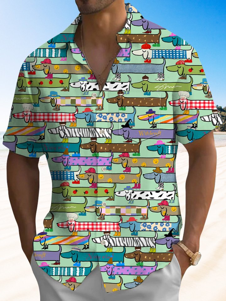 Chemise à manches courtes décontractée avec poche à boutons pour homme, motif hot-dog amusant, été, Alohadaddy
