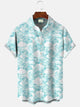Alohadaddy Summer Beach Shell Men's Button Pocket Casual Vacation Short Sleeve Shirt