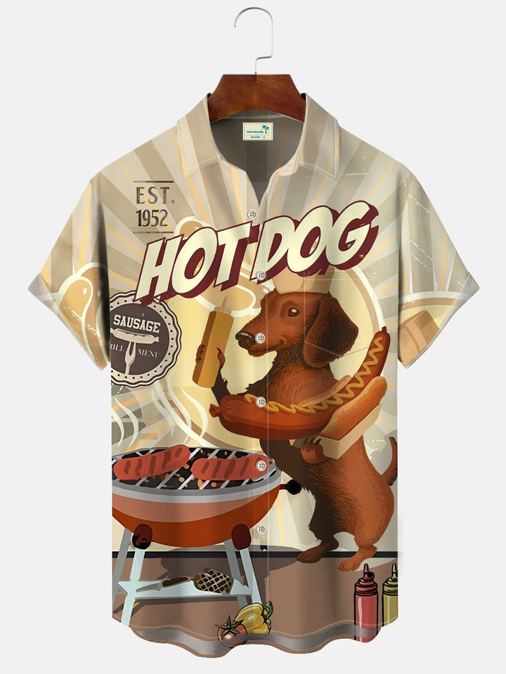 Camisa de manga corta de verano con botones, bolsillos y letras para vacaciones y ocio de Alohadaddy