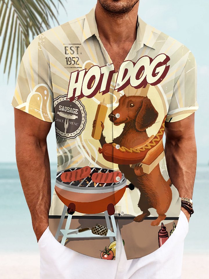 Camisa de manga corta de verano con botones, bolsillos y letras para vacaciones y ocio de Alohadaddy