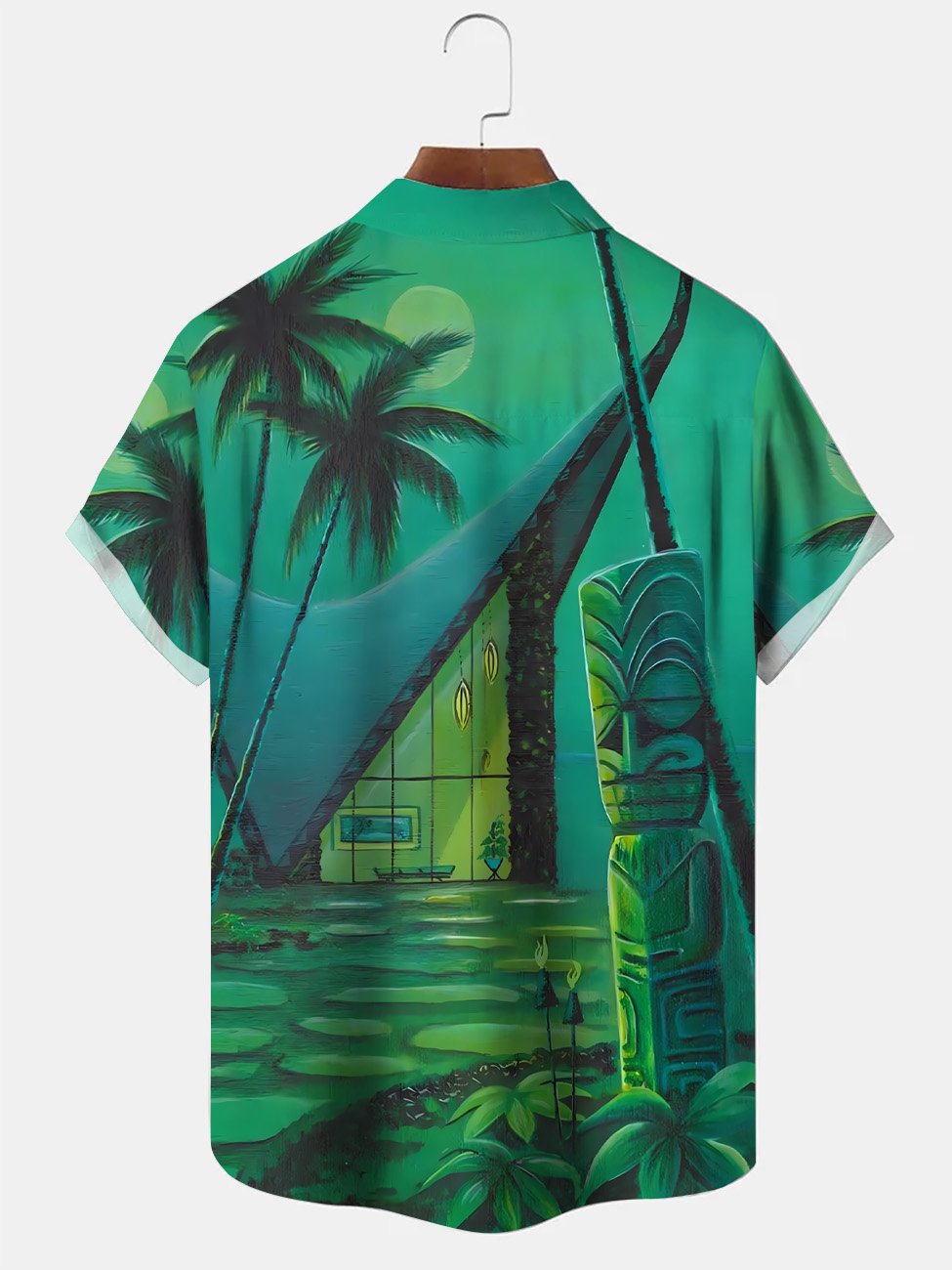 Alohadaddy Summer Stone Statue Mural Ethnic Men Button Pocket Casual Vacation Short Sleeve Shirt