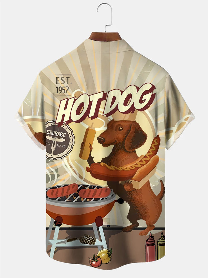 Camisa de manga corta de verano con botones, bolsillos y letras para vacaciones y ocio de Alohadaddy