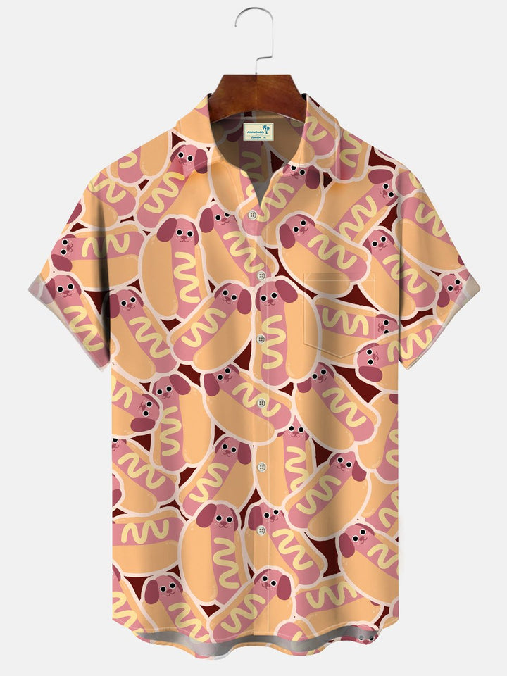 Chemise à manches courtes décontractée avec poche boutonnée 3D pour l&