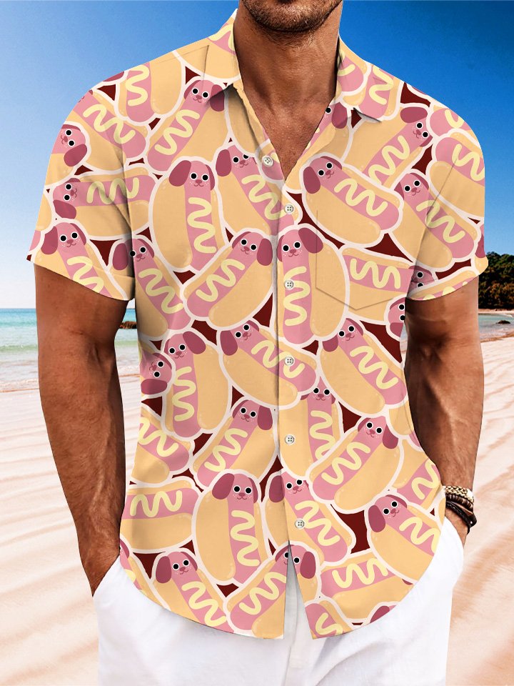Chemise à manches courtes décontractée avec poche boutonnée 3D pour l&
