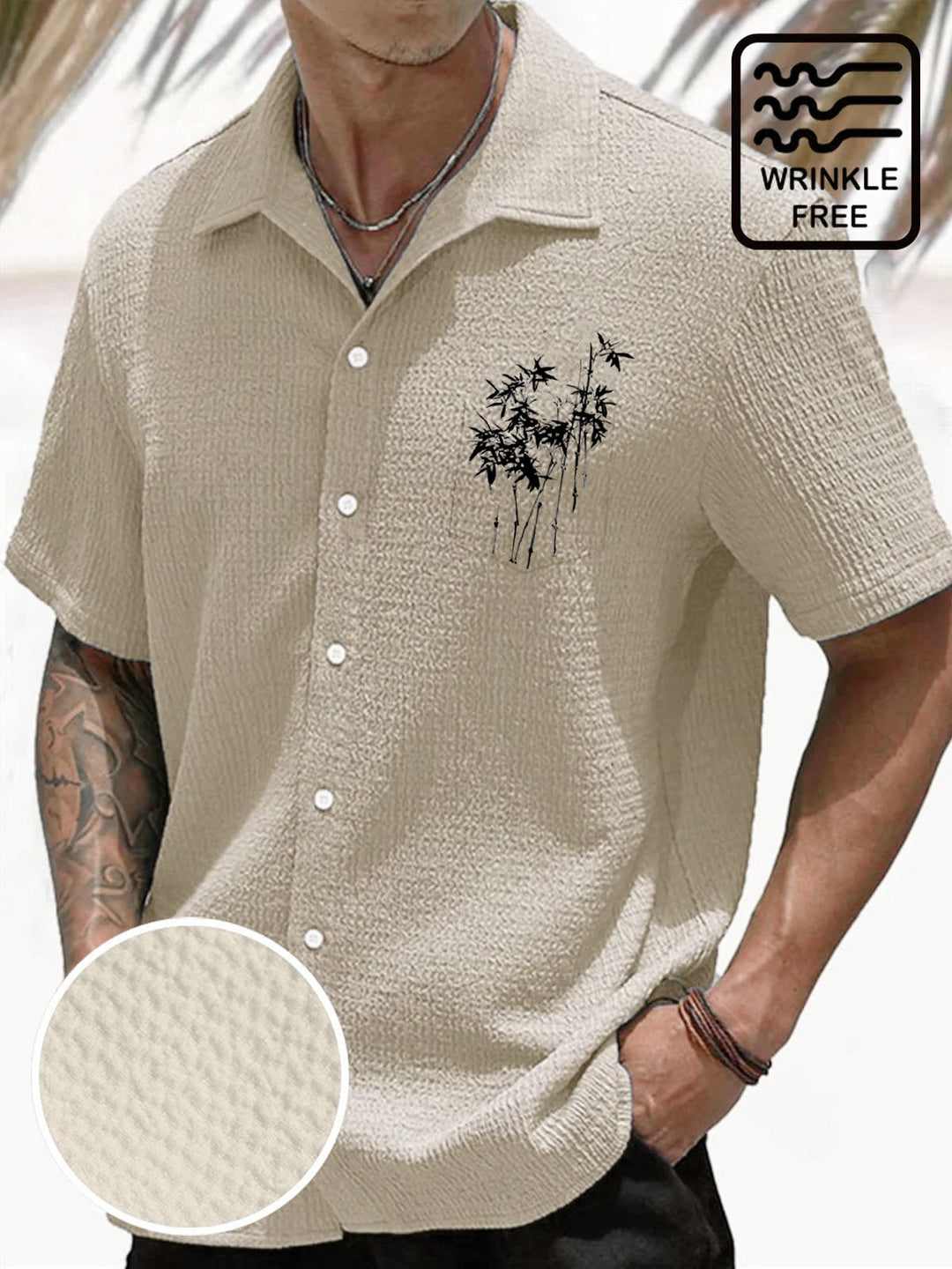 Camisa informal de verano con botones y bolsillos de bambú para hombre de Alohadaddy