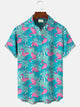 Alohadaddy Summer Flamingo Mens Button Pocket Casual Shirt