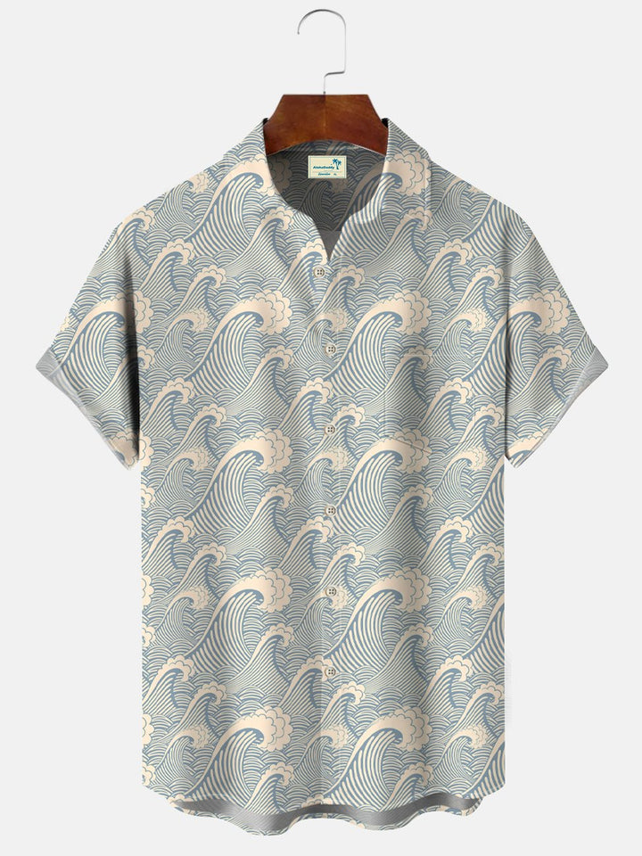 Camisa informal con bolsillos y botones para hombre Summer Wave de Alohadaddy