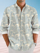 Alohadaddy Summer Wave Mens Button Pocket Casual Long Sleeve Shirt