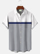 Alohadaddy Summer Geometric Stripes Contrast Color Men's 50S Bowling Commuter Button Pocket Casual Short Sleeve Shirt
