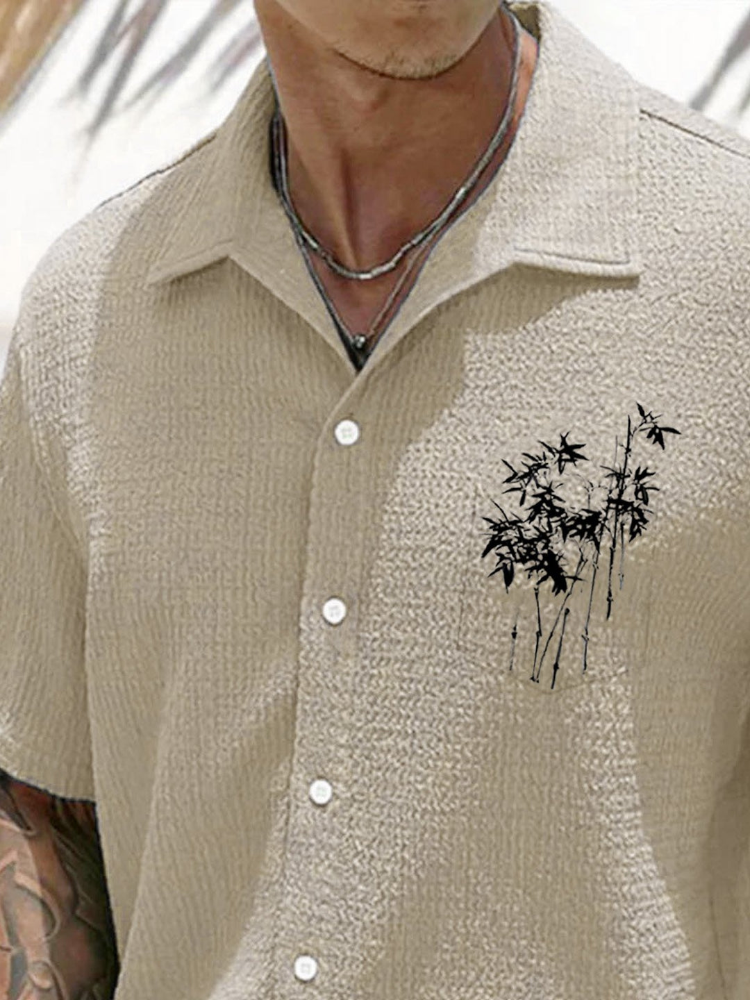 Camisa informal de verano con botones y bolsillos de bambú para hombre de Alohadaddy