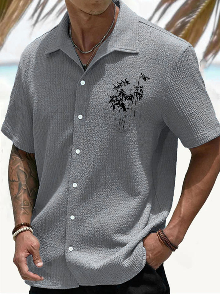 Camisa informal de verano con botones y bolsillos de bambú para hombre de Alohadaddy